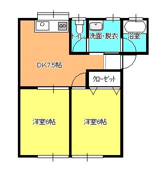 リヴィエール越生(2DK/1階)の間取り写真