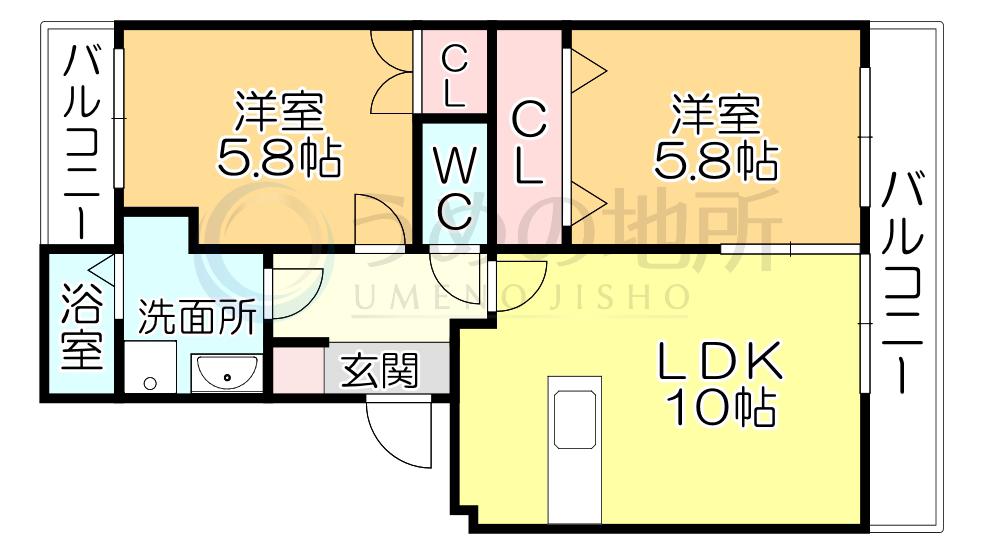 サンシャインステート(2LDK/1階)の間取り写真