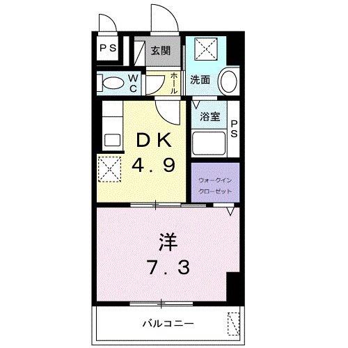シティ フラット(1DK/4階)の間取り写真