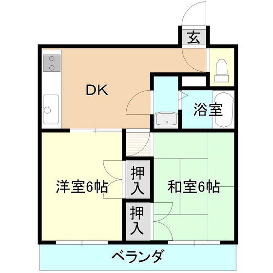 立田町マンション(2DK/4階)の間取り写真