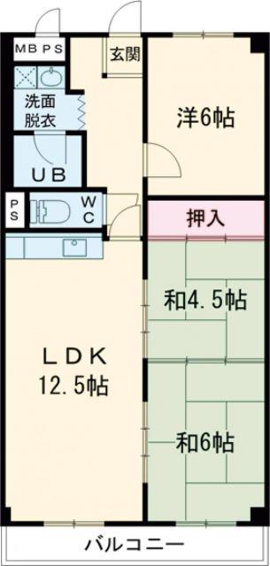 奥田第一ビル(3LDK/1階)の間取り写真