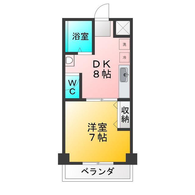 武蔵関パークマンション(1DK/2階)の間取り写真