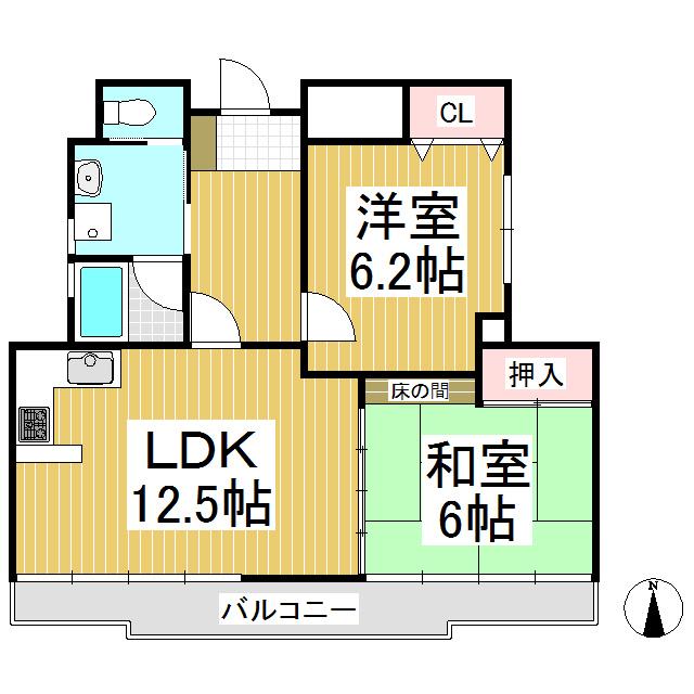 ミ・カサ・カトウ(2LDK/2階)の間取り写真