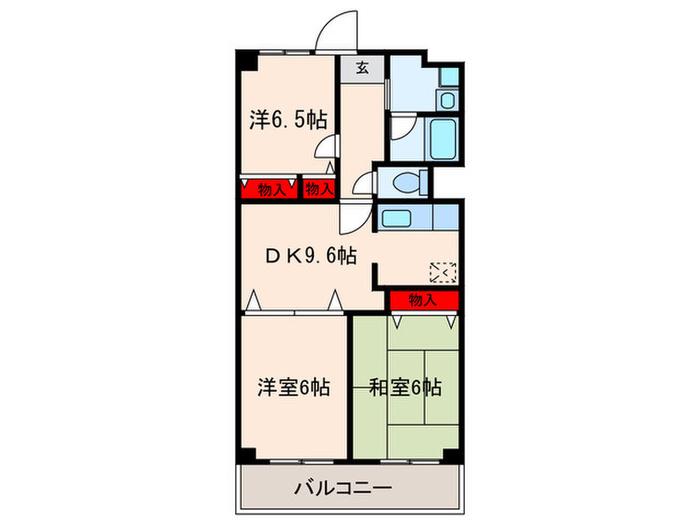 ハイラーク船堀(3DK/9階)の間取り写真