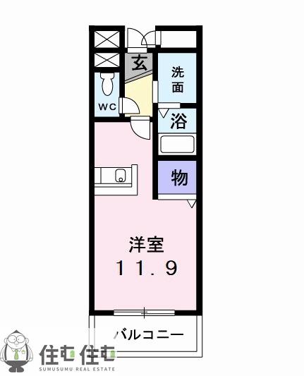アンソレイエ(ワンルーム/2階)の間取り写真