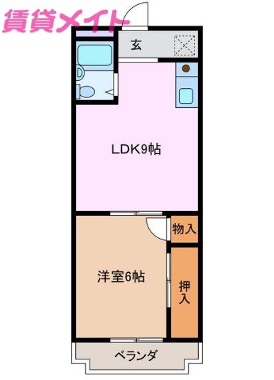 アークビレッジA棟(1LDK/1階)の間取り写真
