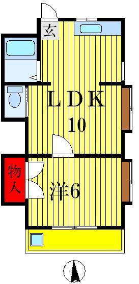ベルハイツ(1LDK/2階)の間取り写真
