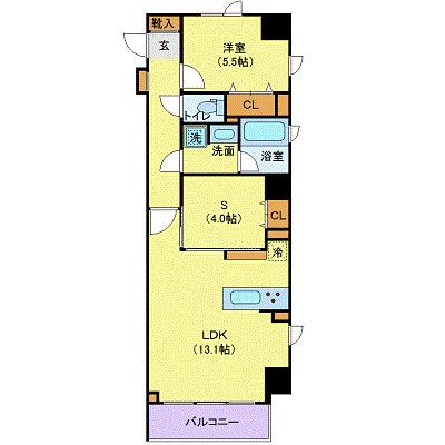 レーヴ半蔵門(1SLDK/4階)の間取り写真
