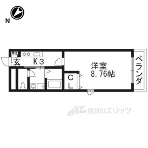 アムール西京極(1K/1階)の間取り写真