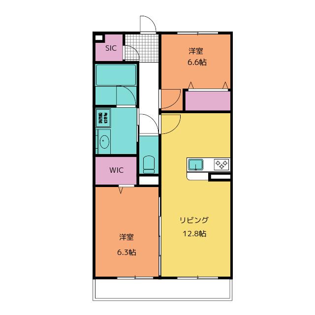 エクラシエS(2LDK/2階)の間取り写真