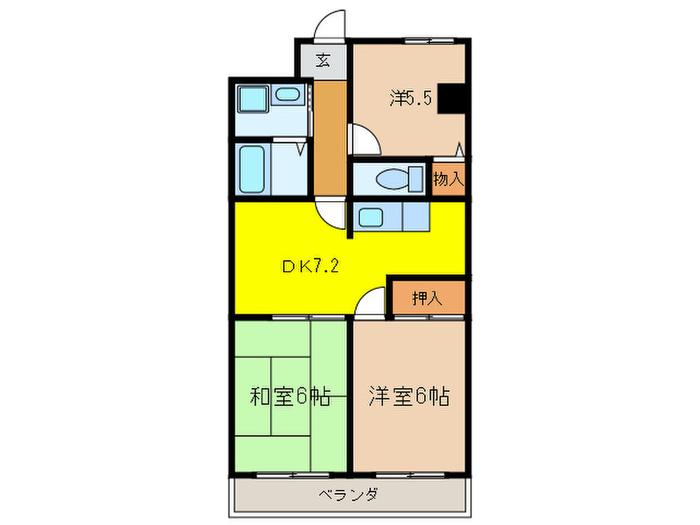エクセレント山房(3DK/2階)の間取り写真