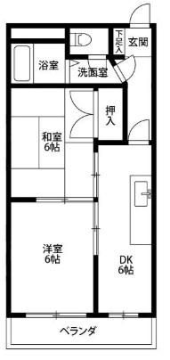 ヨコミゾマンション(2DK/3階)の間取り写真