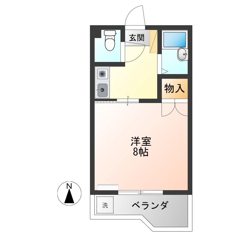 峰ヶ丘ハイツ(1K/4階)の間取り写真