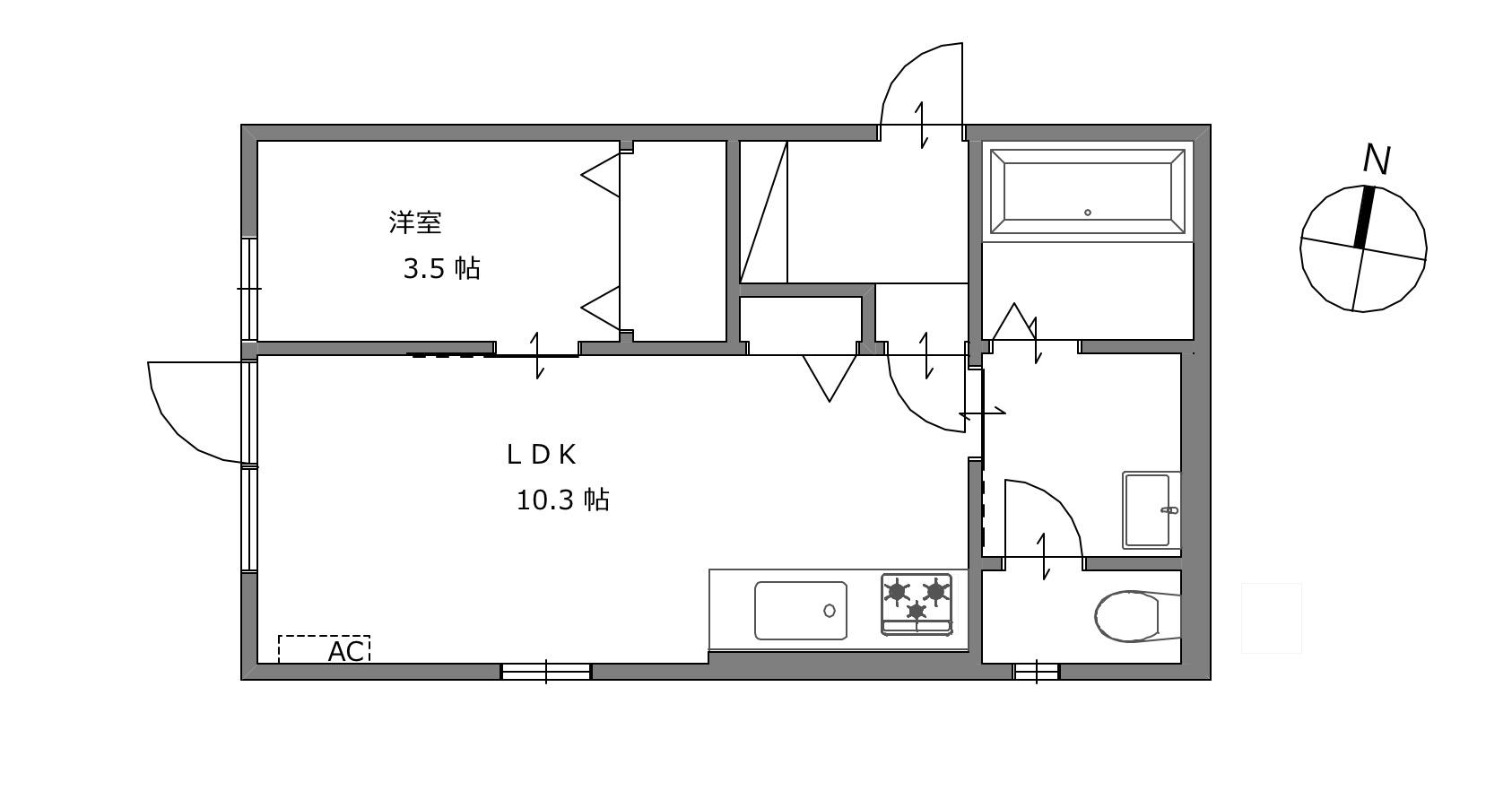舎 上冨居(1LDK/2階)の間取り写真