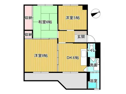 ニュー五十嵐マンション(3DK/3階)の間取り写真