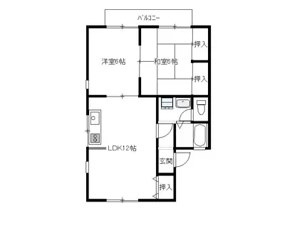 モンテリアン I(2LDK/2階)の間取り写真