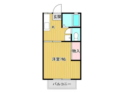 JR信越本線 新潟駅 徒歩38分 2階建 築35年(1K/1階)の間取り写真