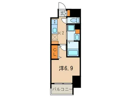 レビスタ白金高輪(ワンルーム/10階)の間取り写真