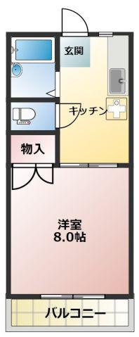 桜マンション(1K/3階)の間取り写真