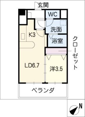 グレイス(1LDK/2階)の間取り写真