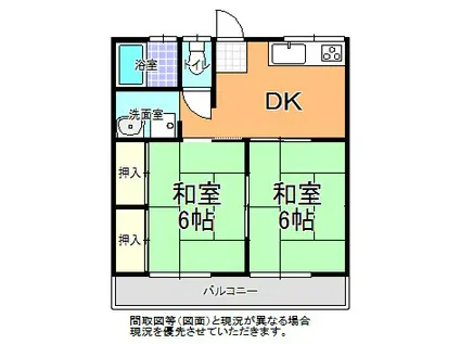 ミナミコーポ A棟(2DK/2階)の間取り写真