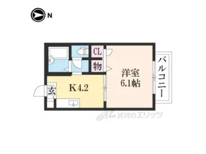 ストーク2(1K/2階)の間取り写真