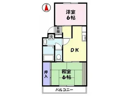 グランドランド(2DK/1階)の間取り写真