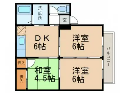 ジョイハイツ(3DK/2階)の間取り写真