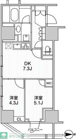 ザ・ライオンズフォーシア町屋(2DK/5階)の間取り写真
