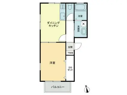 フォブールDMCD(1DK/2階)の間取り写真