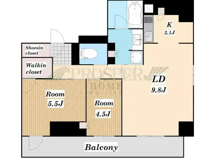 メトライズ森ノ宮中央(2LDK/13階)の間取り写真