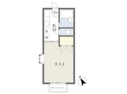 シャンテK(1K/2階)の間取り写真