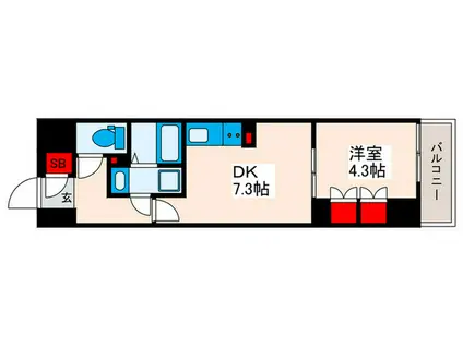 スプランディッド西日暮里(1DK/9階)の間取り写真