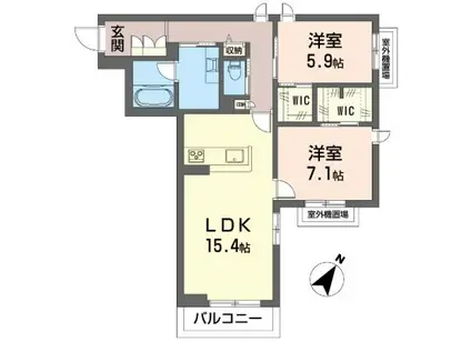ル・ヴァンベェール(2LDK/2階)の間取り写真