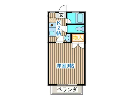 ハピネスTORINOI(1K/2階)の間取り写真