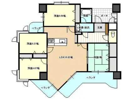 スターズマンション寿町(4LDK/8階)の間取り写真