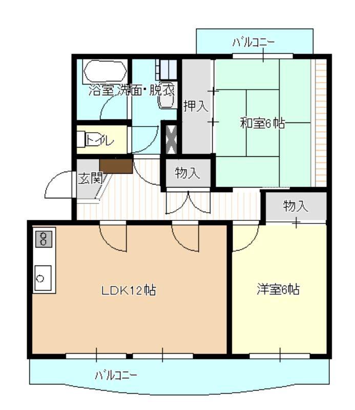 パレス和合(2LDK/2階)の間取り写真