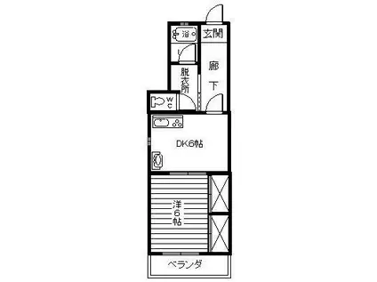 グリーンヒルズ別府・西棟(1DK/2階)の間取り写真