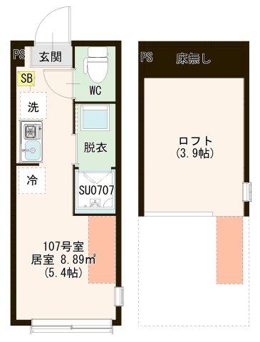 HALEOLI AOTO(ワンルーム/1階)の間取り写真