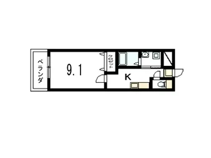 白樺荘(1K/3階)の間取り写真