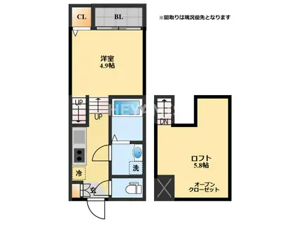 MODERN PALAZZO 貝津GRASSE(1SK/1階)の間取り写真