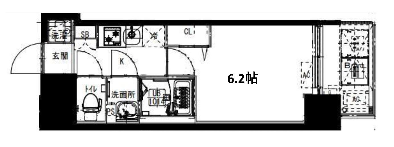 ALIVIS福島海老江(1K/9階)の間取り写真