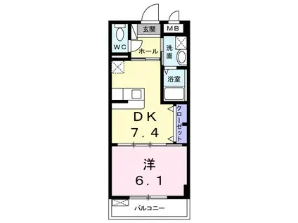 アカラピリラニ(1DK/4階)の間取り写真