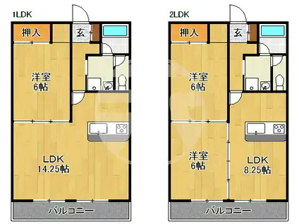 金田マンションゆきら A棟(2LDK/2階)の間取り写真