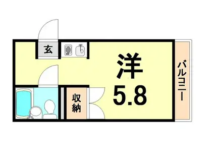 アメニティハイツ壱番館(ワンルーム/2階)の間取り写真