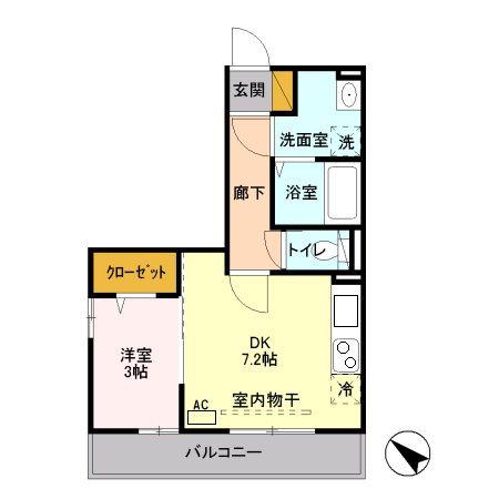 ソラーレ(1DK/3階)の間取り写真