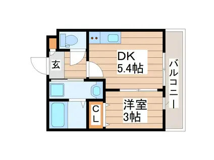 ロワン泉崎(1DK/1階)の間取り写真