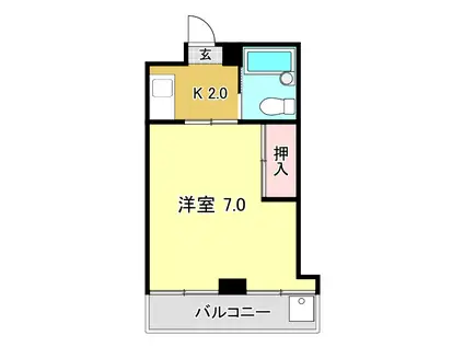 永国寺ハイツ(1K/2階)の間取り写真