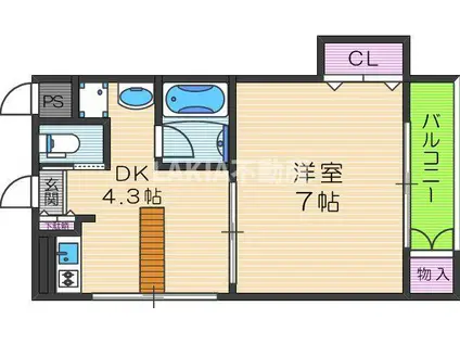 ハイツシャレード西館(1DK/2階)の間取り写真