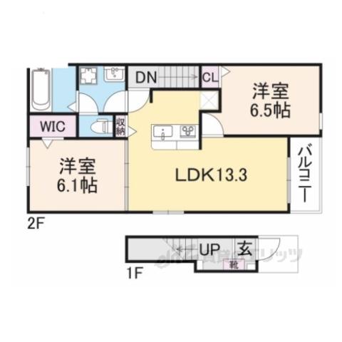 デスパシオ氷上1(2LDK/2階)の間取り写真